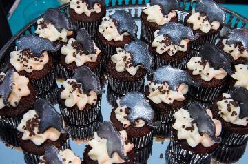 plate of small chocolate cupcakes